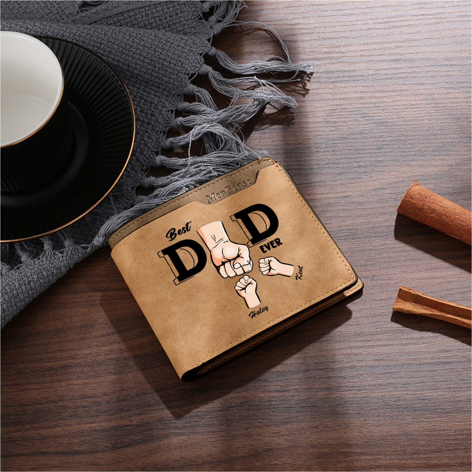 Personalised Best Dad Ever Wallet with 1-6 Names and Fists "I love you every day" |Father's Day Gift | Jessemade
