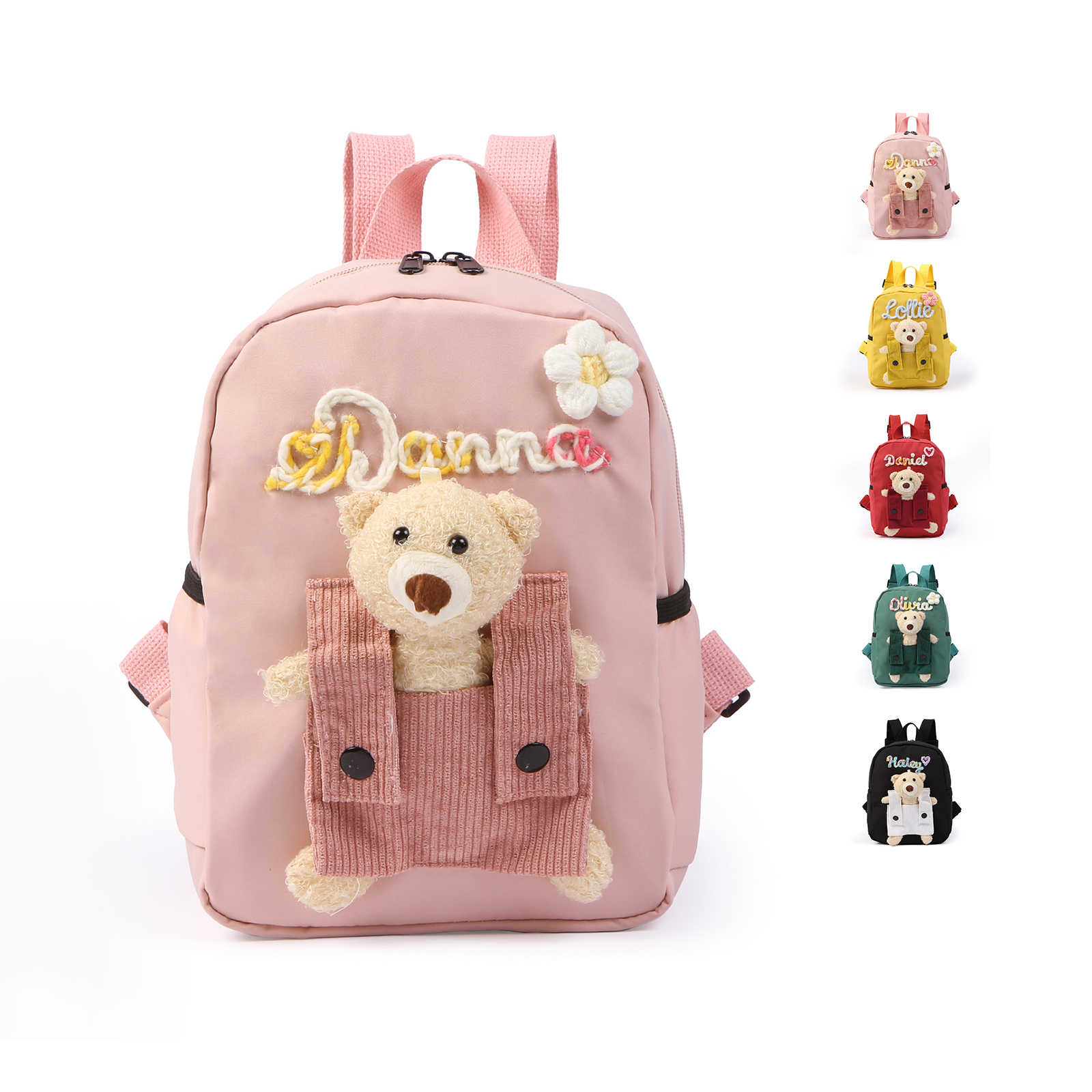 Personalised Teddy Bear Plush Backpack with Name and Choice of Colours | Back to School Gift for Children | Jessemade