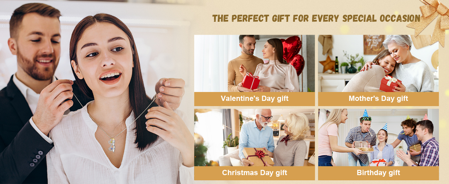 Personalised Heart Pendant Necklace Custom 2 Birthstones & 2 Names Birthday Women Necklace Gift for Her-Jessemade AU