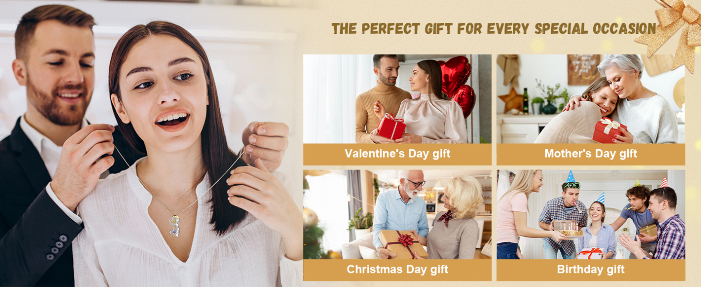 Personalised Heart Pendant Necklace Custom 2 Birthstones & 2 Names Birthday Women Necklace Gift for Her-Jessemade AU