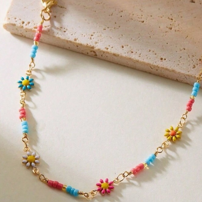 Daisy Bead Ankle Bracelet – Colourful Summer-Inspired Jewellery | Jessemade