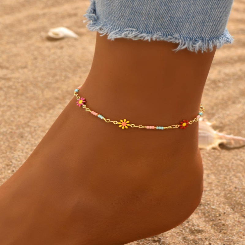 Daisy Bead Ankle Bracelet – Colourful Summer-Inspired Jewellery | Jessemade