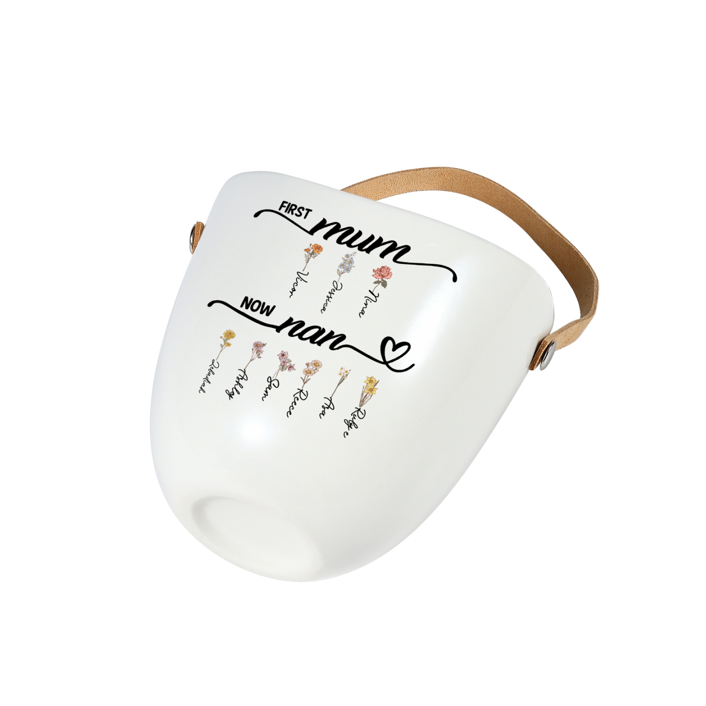 Personalised Ceramic Wall Planter with Birth Flower - First Mum, now Nan