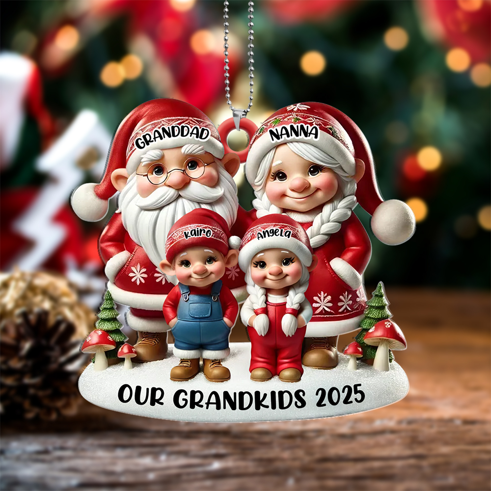 Personalised Family Christmas Tree Decoration - Grandpa Grandma Elf