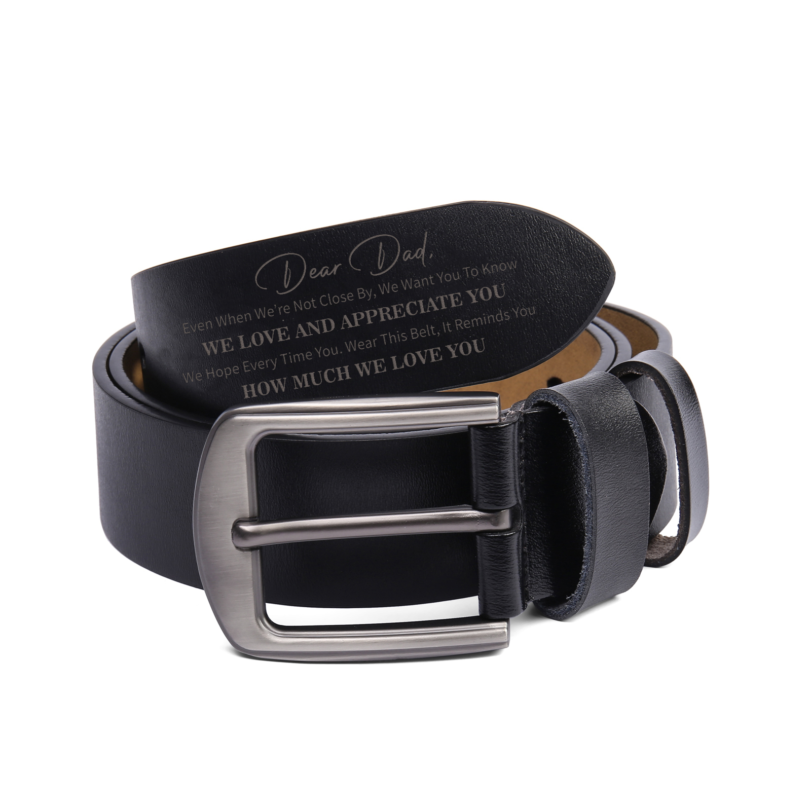 Personalised Men Leather Belt Custom 1 Text Black Brown Gifts for Dad | Jessemade-Jessemade AU