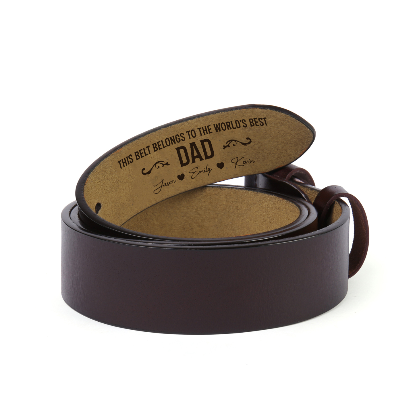 Personalised Men Leather Belt Custom 1 Text Black Brown "This Belt Belongs To The World's Best Dad" | Jessemade-Jessemade AU