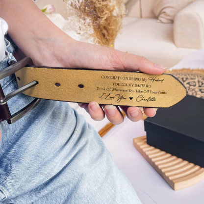 To My Husband Personalised Leather Belt for Him A Valentine's Day Gift with His Name Inside-Jessemade AU
