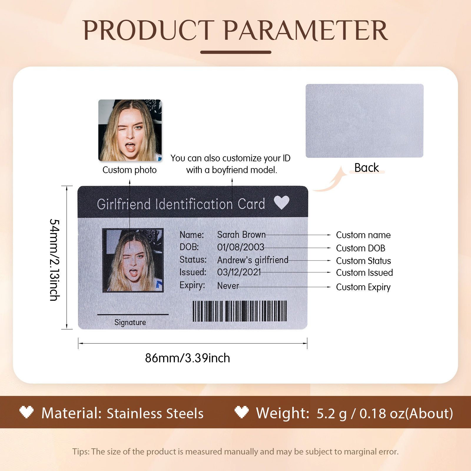 Girlfriend ID Card Custom Metal Wallet Card Personalised Gifts Boyfriend Gift Anniversary Gift For Boyfriend Christmas Gifts For Him