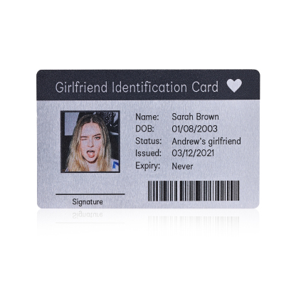 Girlfriend ID Card Custom Metal Wallet Card Personalised Gifts Boyfriend Gift Anniversary Gift For Boyfriend Christmas Gifts For Him