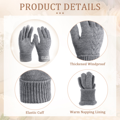 Personalised Winter Knit Gloves Thoughtful Custom Gift in Pink or Gray for Her or Him