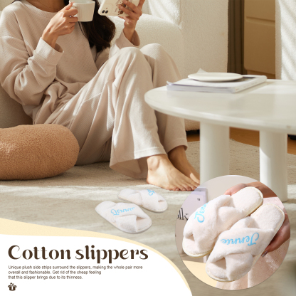 Personalised Soft House Slippers Custom Name Fluffy Slippers Gift for Her