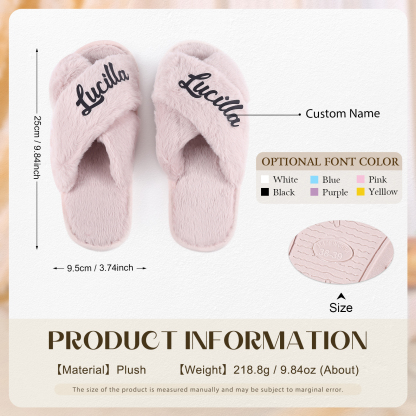 Personalised Soft House Slippers Custom Name Fluffy Slippers Gift for Her