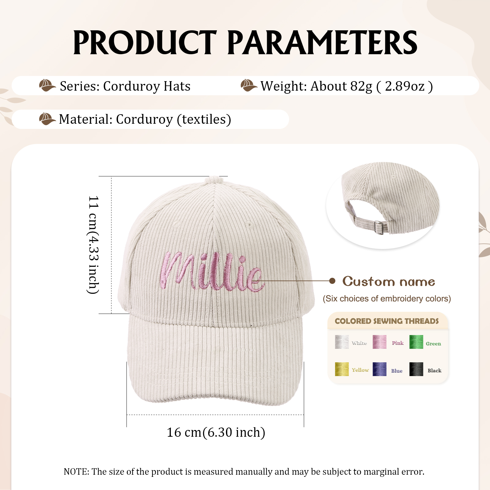 Personlized Ball Caps Autumn And Winter Embroidery Name Academic Men Women Baseball Hats Cotton Corduroy Fashion Warm Versatile Retro Street