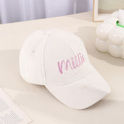Personlized Ball Caps Autumn And Winter Embroidery Name Academic Men Women Baseball Hats Cotton Corduroy Fashion Warm Versatile Retro Street