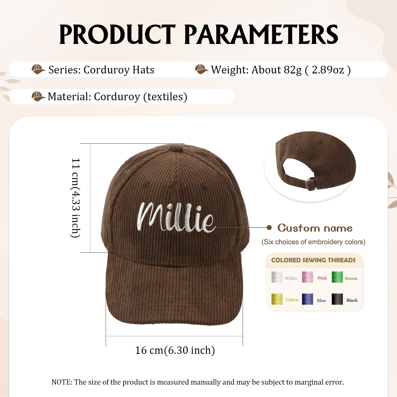 Personlized Ball Caps Autumn And Winter Embroidery Name Academic Men Women Baseball Hats Cotton Corduroy Fashion Warm Versatile Retro Street