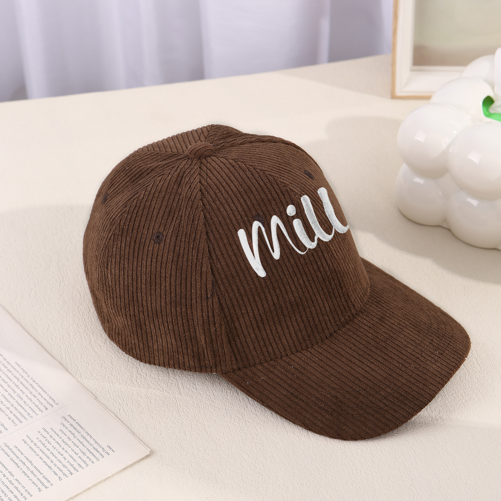 Personlized Ball Caps Autumn And Winter Embroidery Name Academic Men Women Baseball Hats Cotton Corduroy Fashion Warm Versatile Retro Street