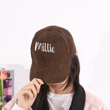 Personlized Ball Caps Autumn And Winter Embroidery Name Academic Men Women Baseball Hats Cotton Corduroy Fashion Warm Versatile Retro Street