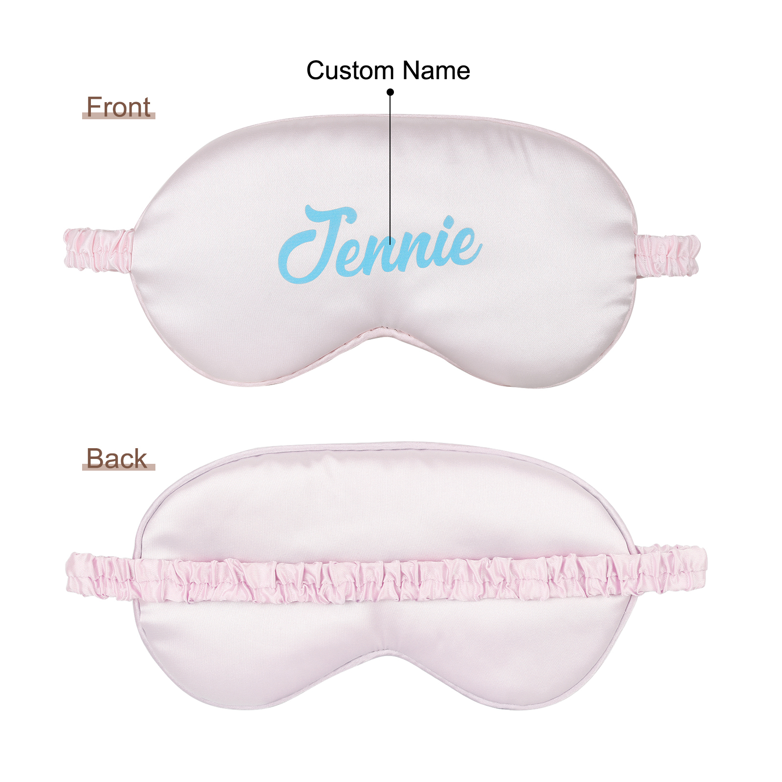Personalised Light Pink Silk Sleep Mask Elegant Custom Name Eye Mask Six Colour Gift for Her