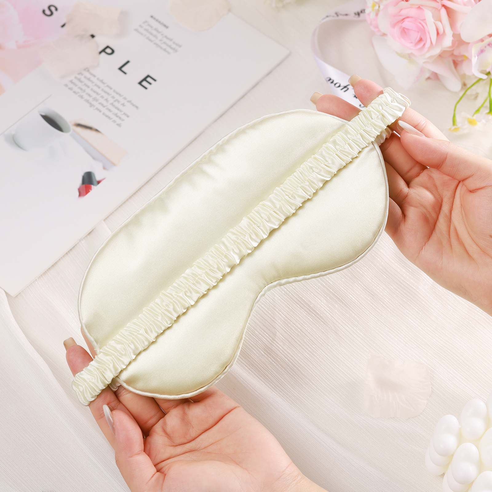 Personalised Light Pink Silk Sleep Mask Elegant Custom Name Eye Mask Six Colour Gift for Her