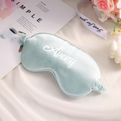Personalised Light Pink Silk Sleep Mask Elegant Custom Name Eye Mask Six Colour Gift for Her