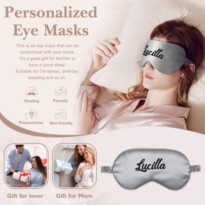 Personalised Light Pink Silk Sleep Mask Elegant Custom Name Eye Mask Six Colour Gift for Her