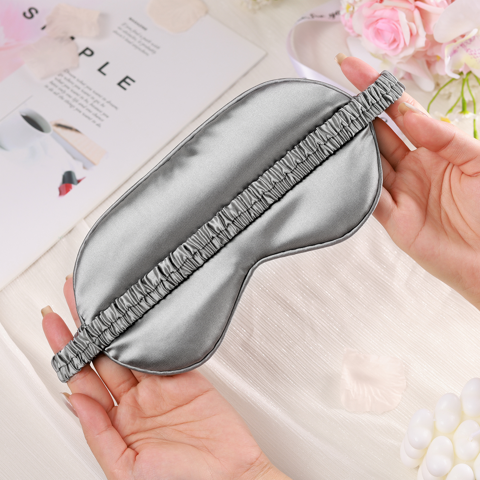 Personalised Light Pink Silk Sleep Mask Elegant Custom Name Eye Mask Six Colour Gift for Her