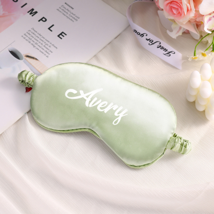 Personalised Light Pink Silk Sleep Mask Elegant Custom Name Eye Mask Six Colour Gift for Her