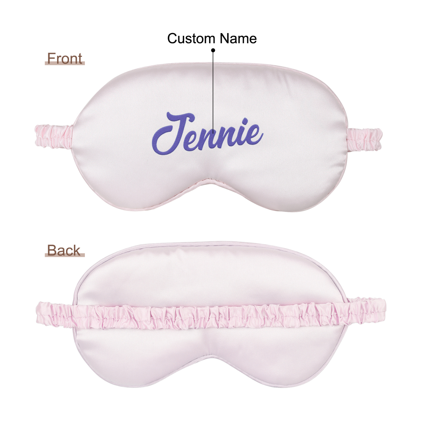 Personalised Light Pink Silk Sleep Mask Elegant Custom Name Eye Mask Six Colour Gift for Her