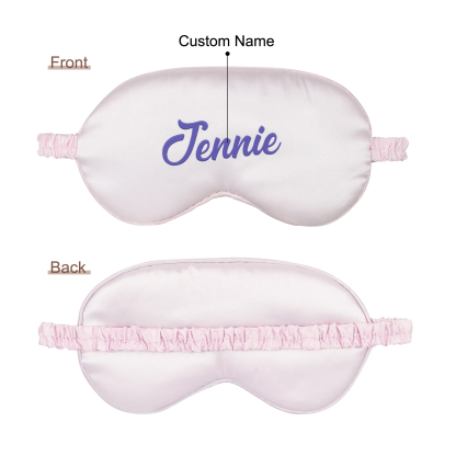 Personalised Light Pink Silk Sleep Mask Elegant Custom Name Eye Mask Six Colour Gift for Her