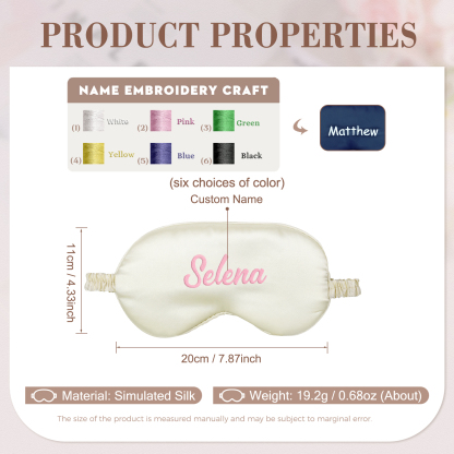 Personalised Light Pink Silk Sleep Mask Elegant Custom Name Eye Mask Six Colour Gift for Her