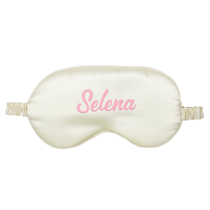 Personalised Light Pink Silk Sleep Mask Elegant Custom Name Eye Mask Six Colour Gift for Her
