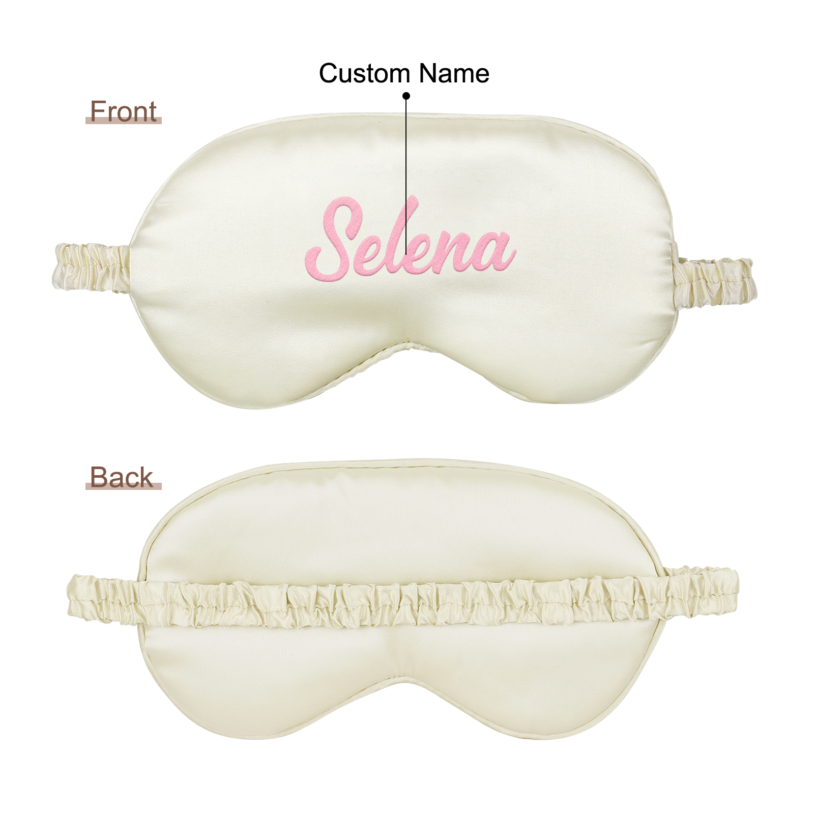 Personalised Light Pink Silk Sleep Mask Elegant Custom Name Eye Mask Six Colour Gift for Her