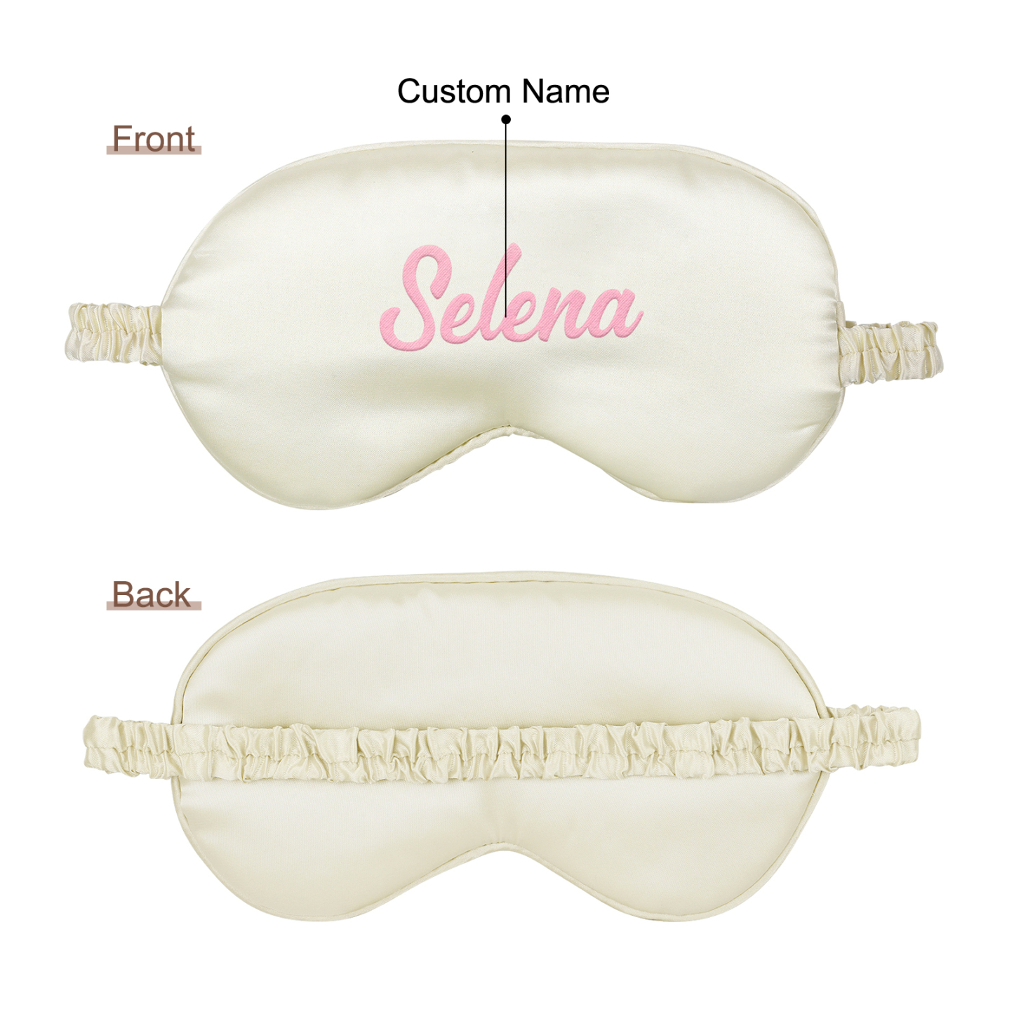 Personalised Light Pink Silk Sleep Mask Elegant Custom Name Eye Mask Six Colour Gift for Her