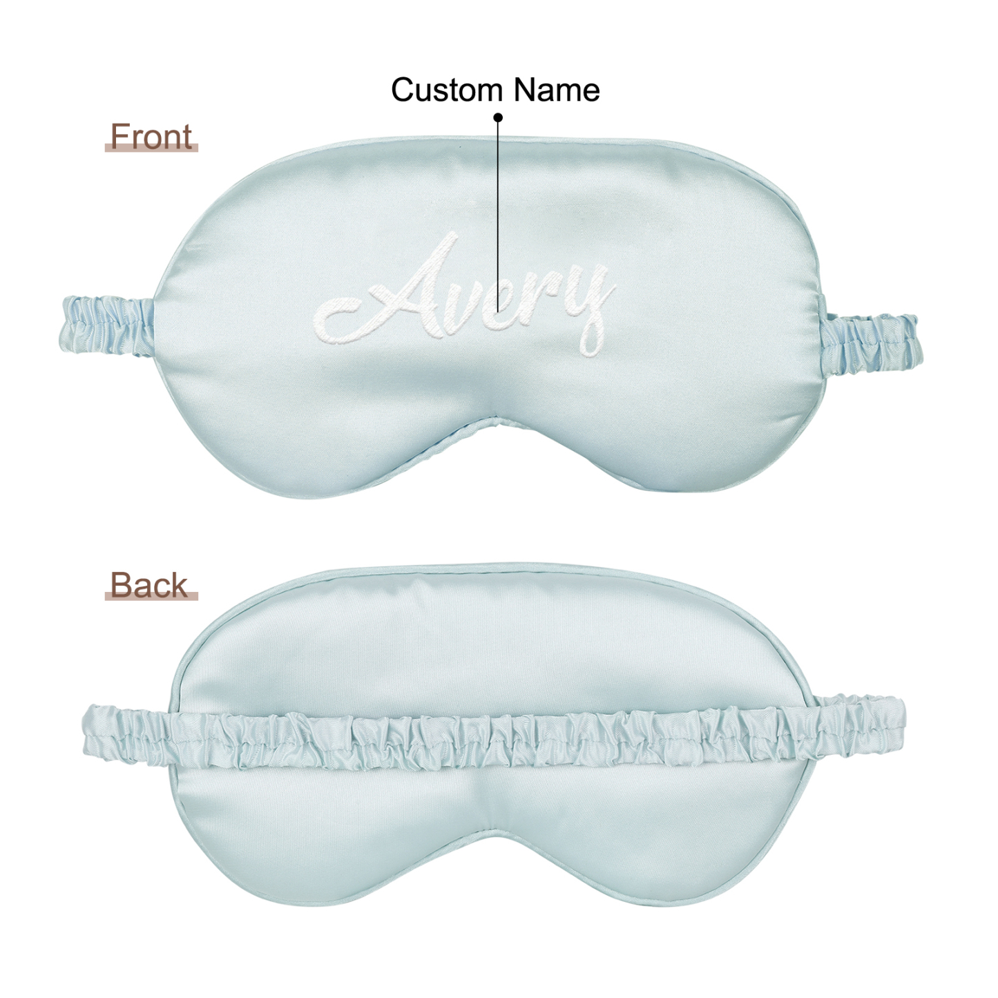 Personalised Light Pink Silk Sleep Mask Elegant Custom Name Eye Mask Six Colour Gift for Her