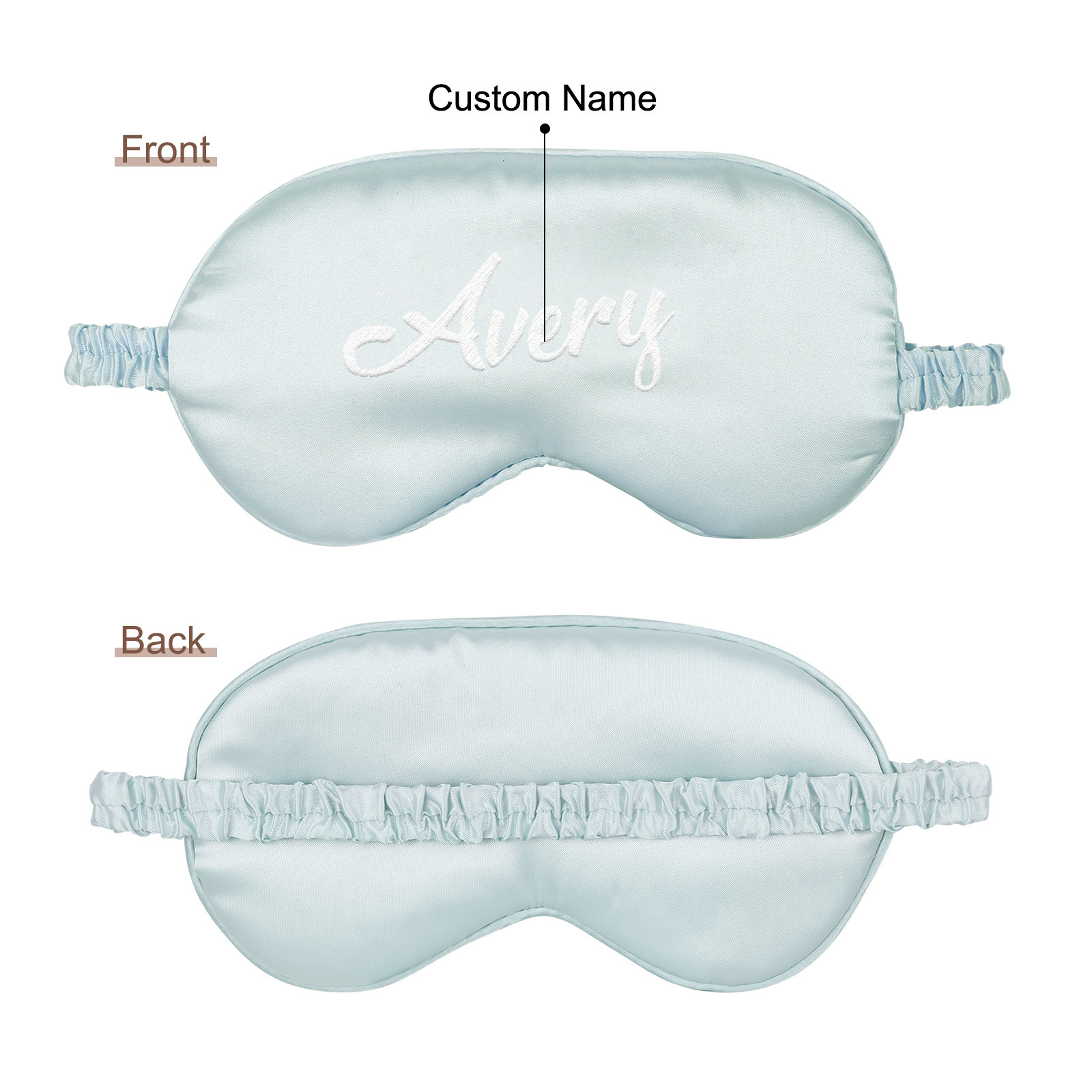 Personalised Light Pink Silk Sleep Mask Elegant Custom Name Eye Mask Six Colour Gift for Her