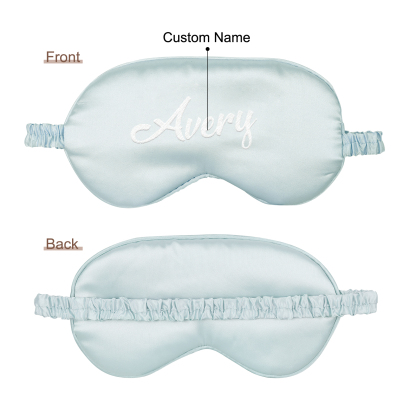 Personalised Light Pink Silk Sleep Mask Elegant Custom Name Eye Mask Six Colour Gift for Her