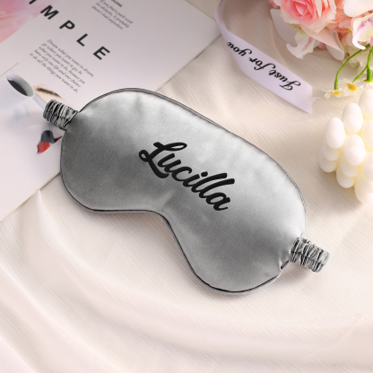 Personalised Light Pink Silk Sleep Mask Elegant Custom Name Eye Mask Six Colour Gift for Her