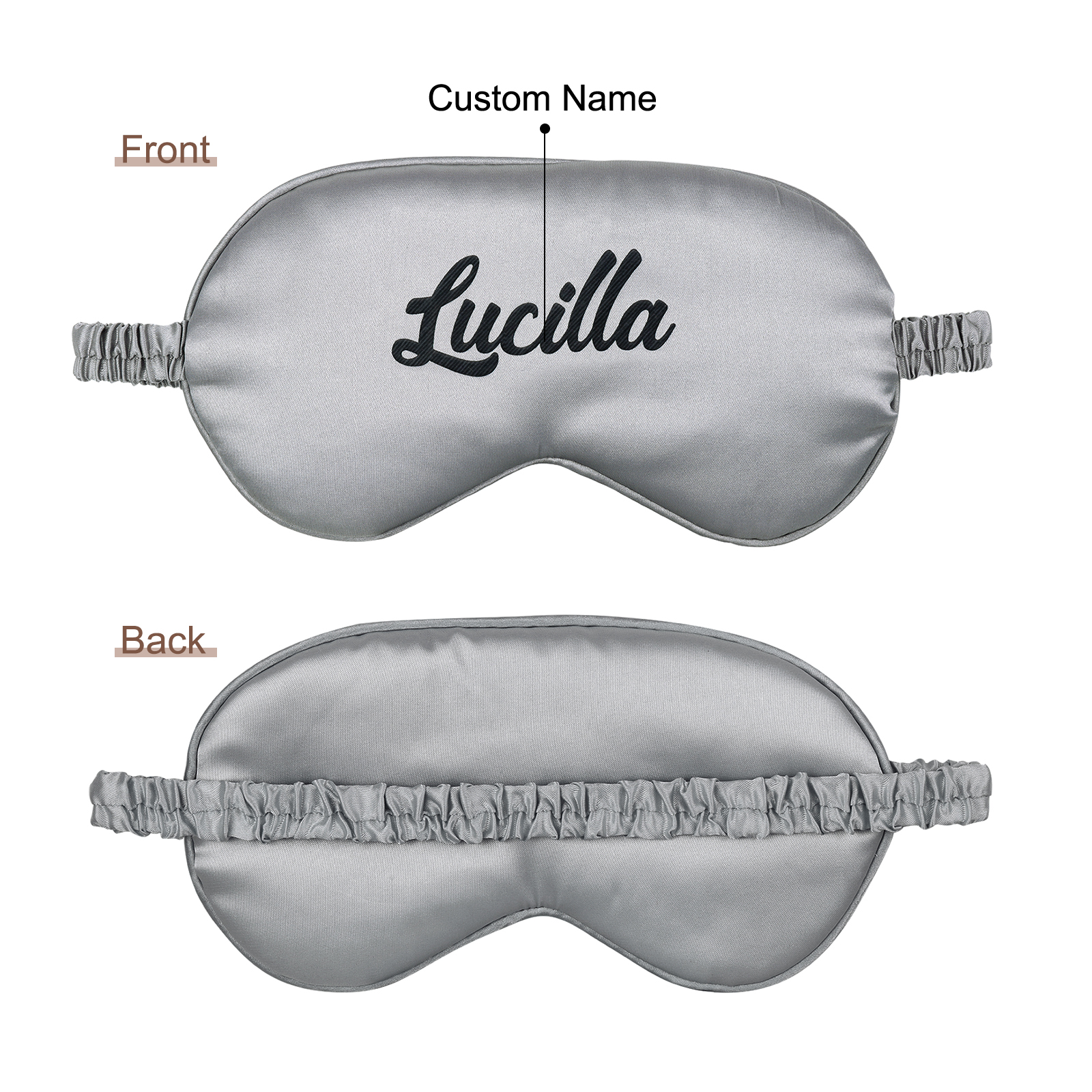 Personalised Light Pink Silk Sleep Mask Elegant Custom Name Eye Mask Six Colour Gift for Her