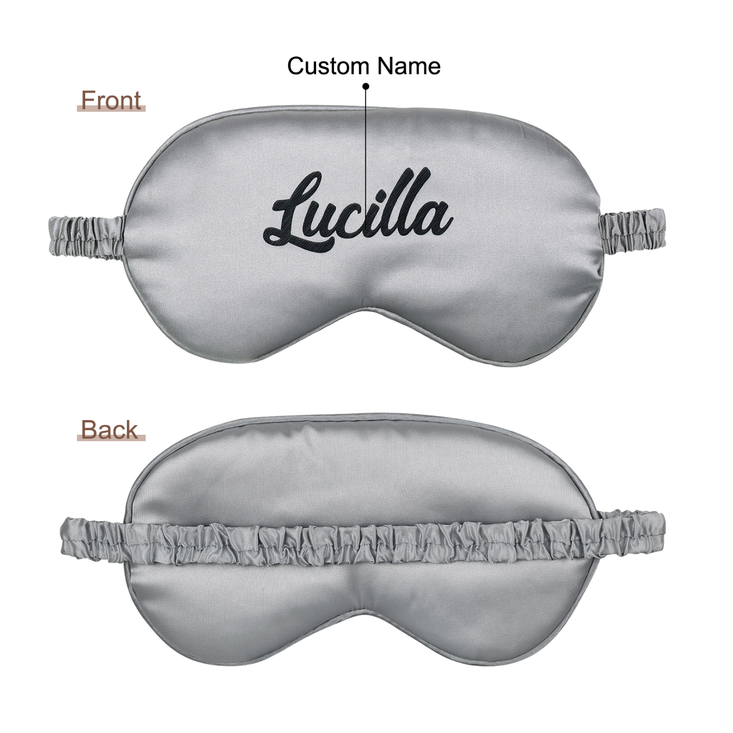 Personalised Light Pink Silk Sleep Mask Elegant Custom Name Eye Mask Six Colour Gift for Her
