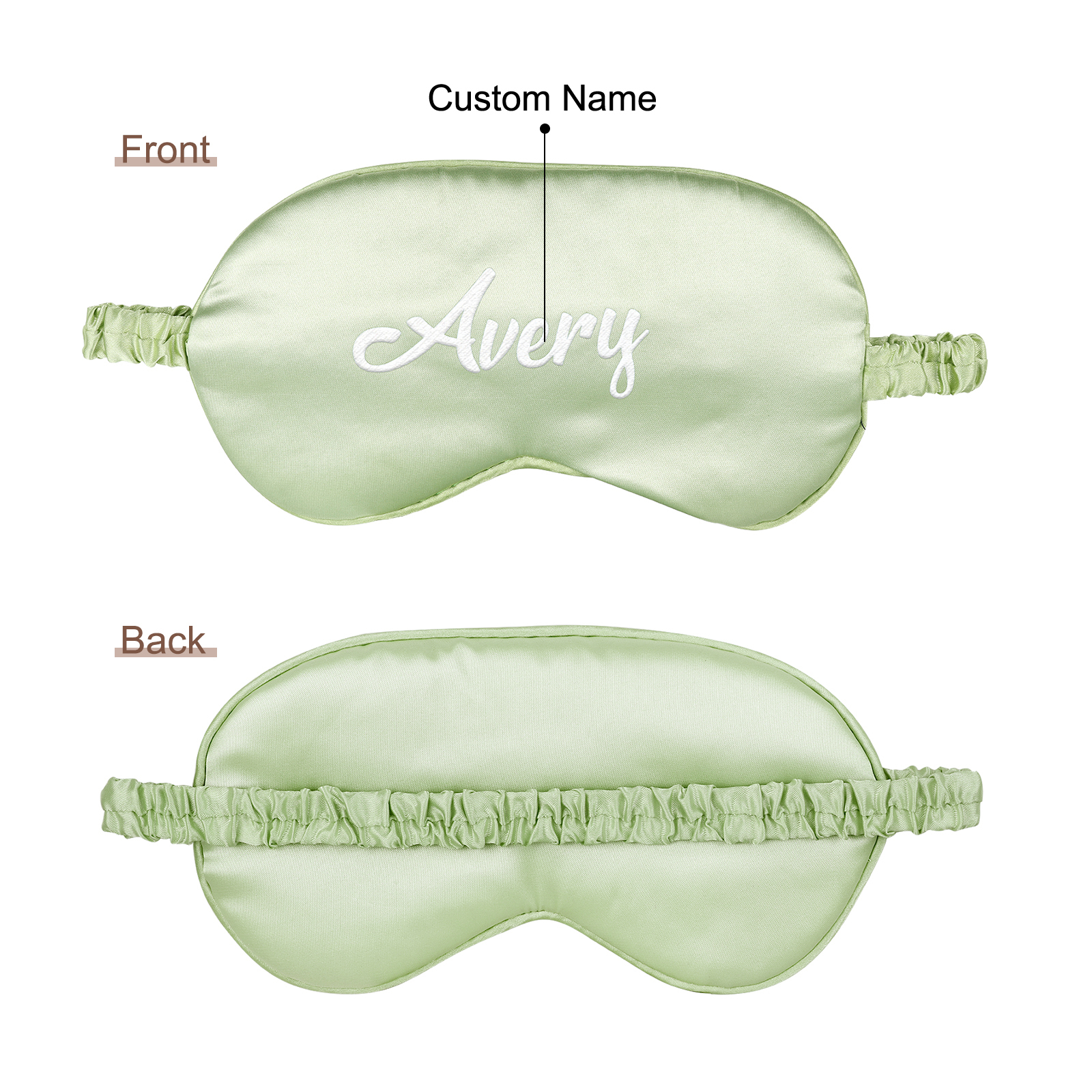 Personalised Light Pink Silk Sleep Mask Elegant Custom Name Eye Mask Six Colour Gift for Her