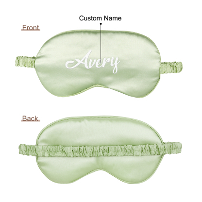 Personalised Light Pink Silk Sleep Mask Elegant Custom Name Eye Mask Six Colour Gift for Her