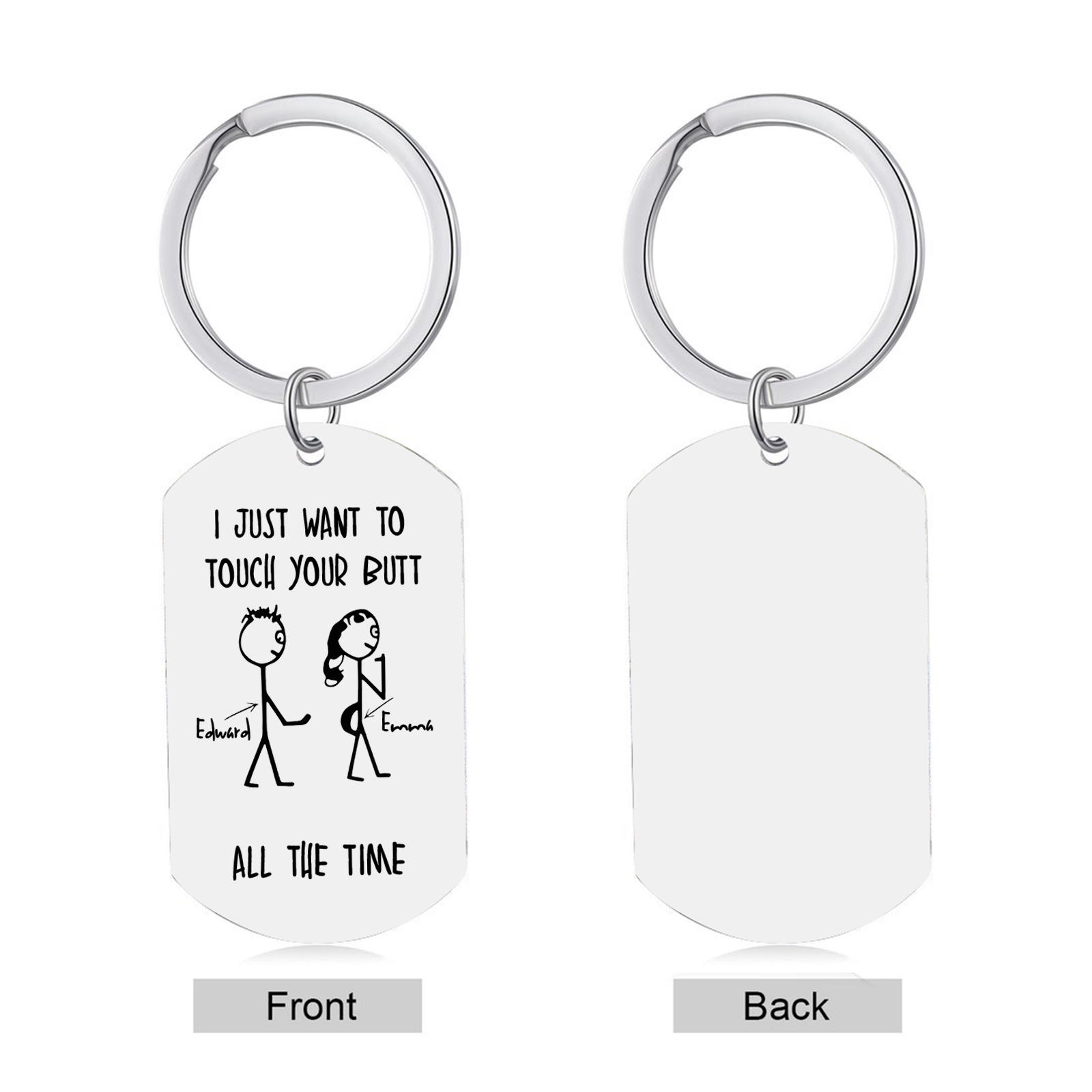 Personalised Keychain I Just Want to Touch Your Butt Gift for Couple