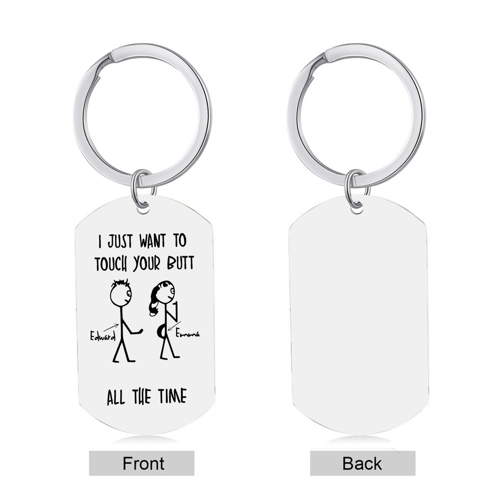 Personalised Keychain I Just Want to Touch Your Butt Gift for Couple