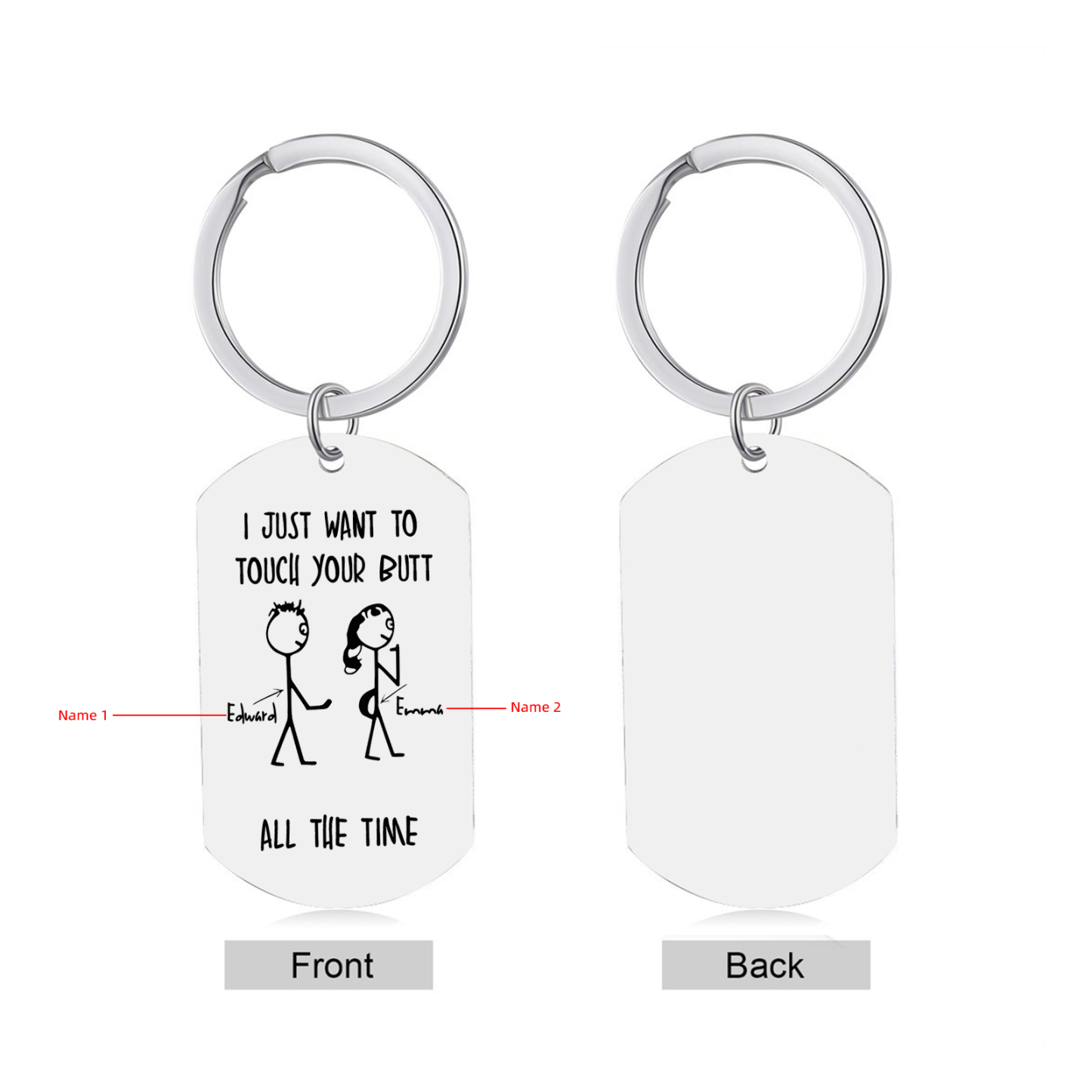 Personalised Keychain I Just Want to Touch Your Butt Gift for Couple