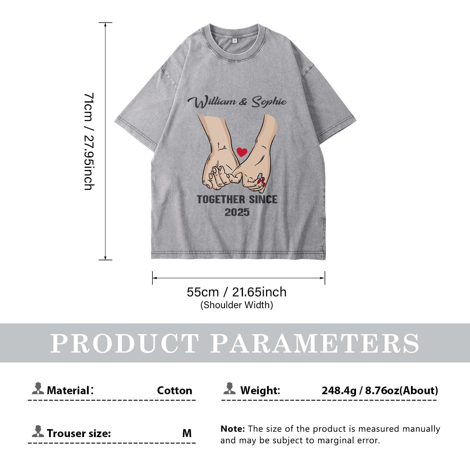 Personalised Couple Gray T Shirts Together Since Pinky Promise Gift for Valentine’s Day