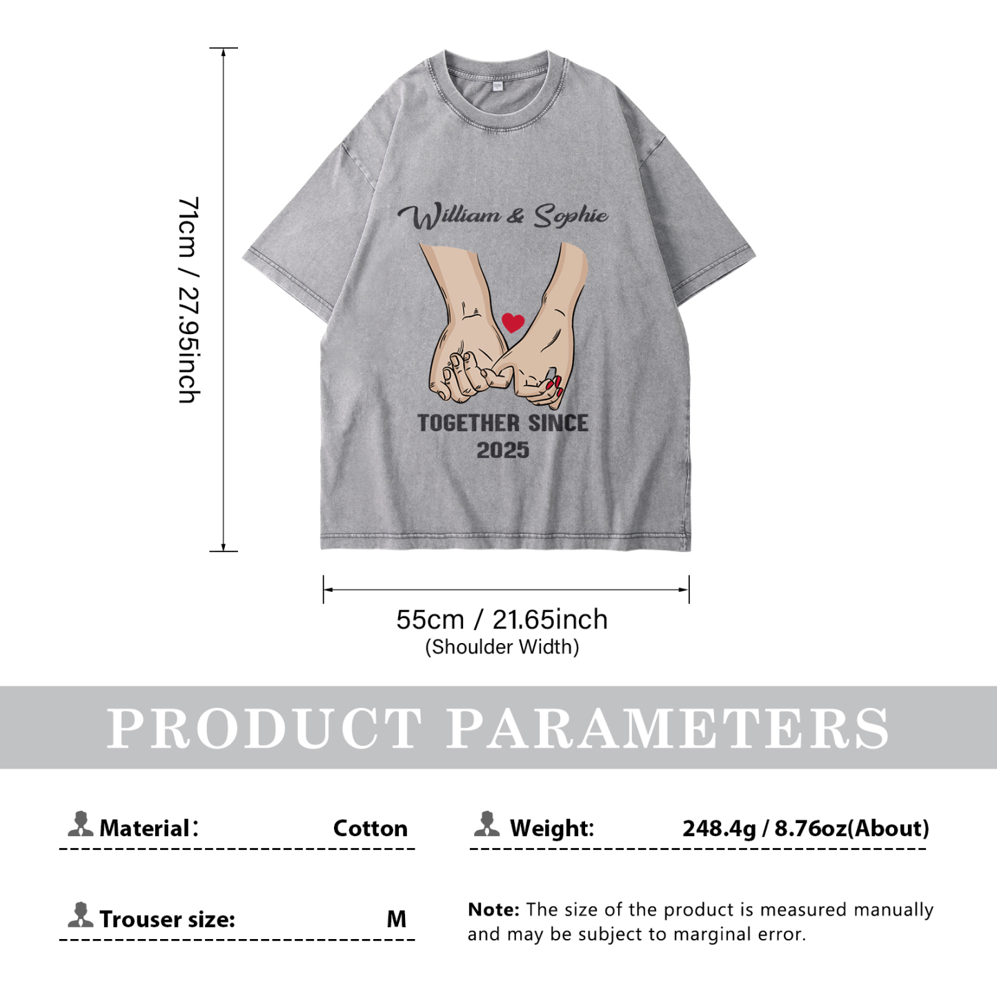 Personalised Couple Gray T Shirts Together Since Pinky Promise Gift for Valentine’s Day