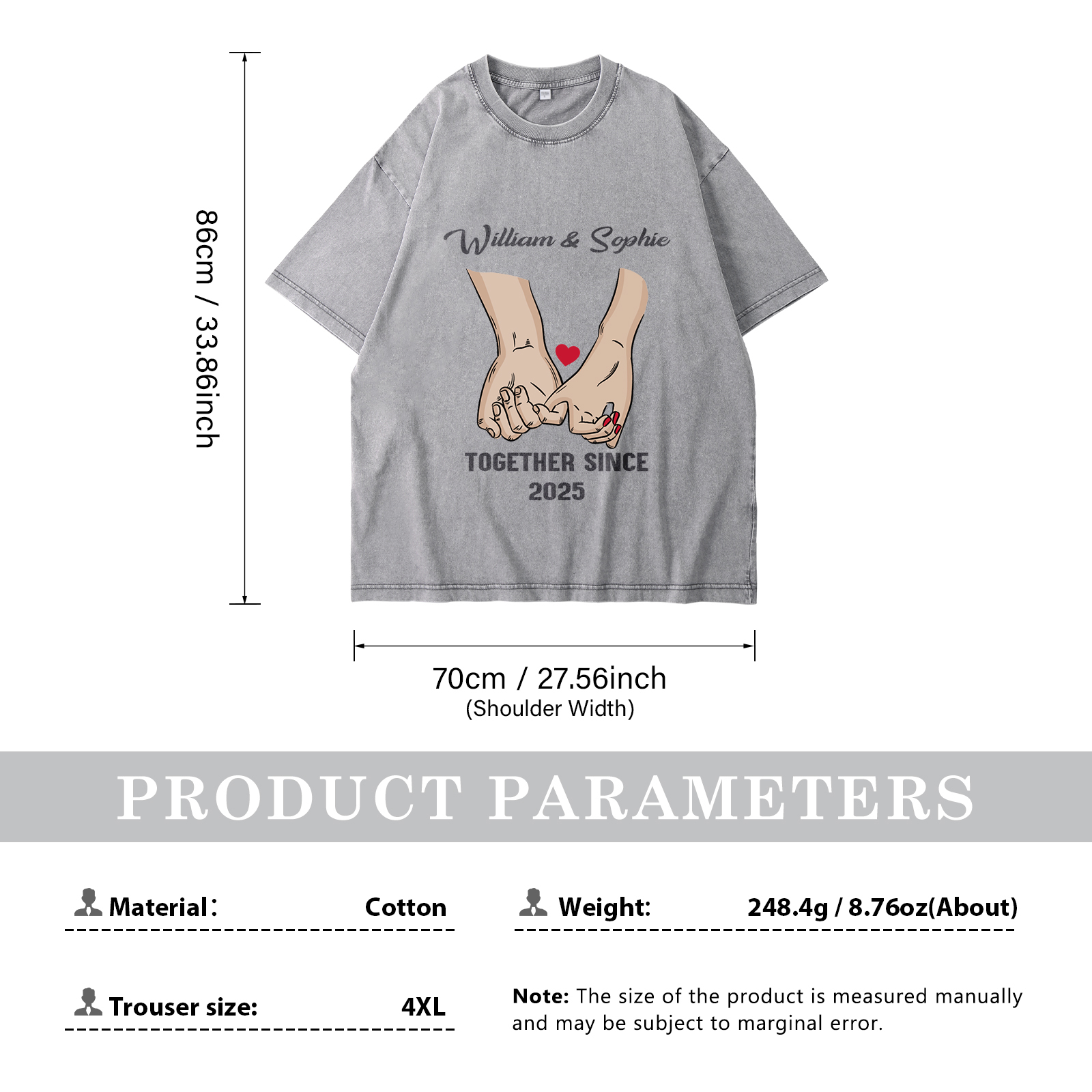 Personalised Couple Gray T Shirts Together Since Pinky Promise Gift for Valentine’s Day