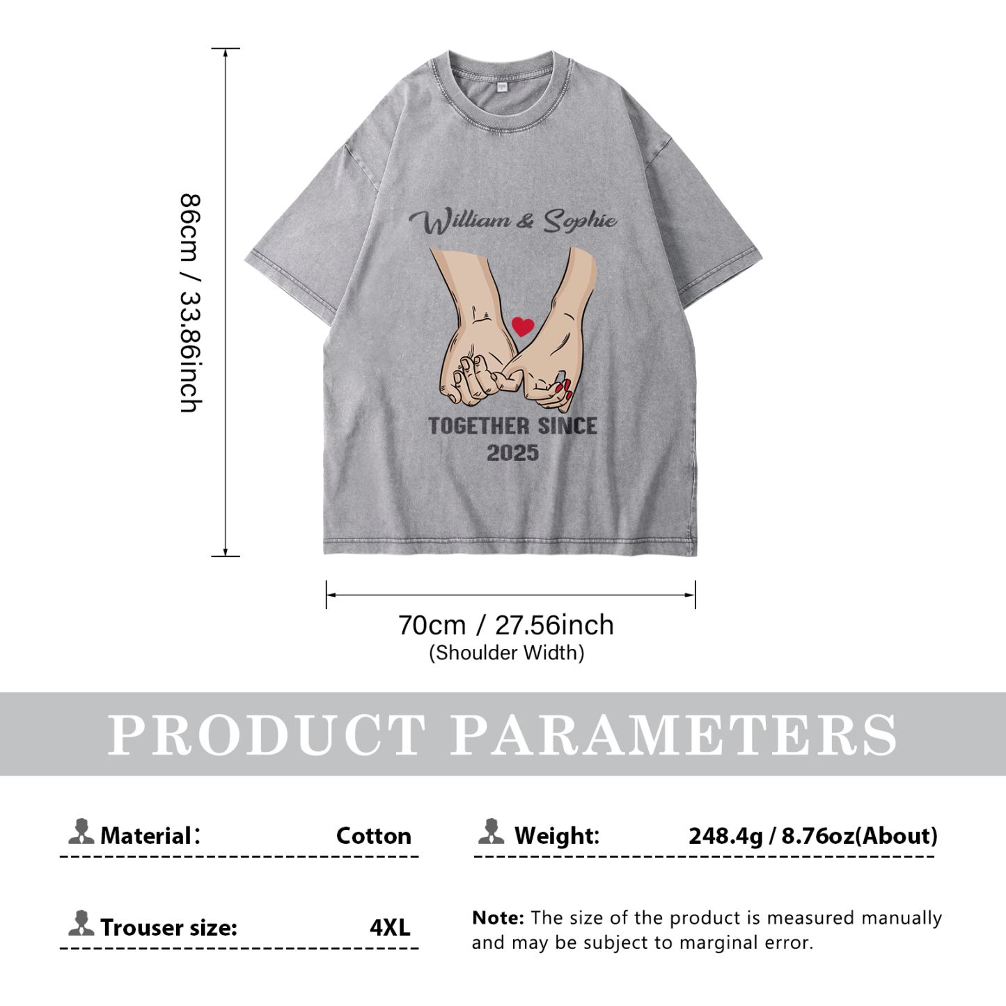 Personalised Couple Gray T Shirts Together Since Pinky Promise Gift for Valentine’s Day