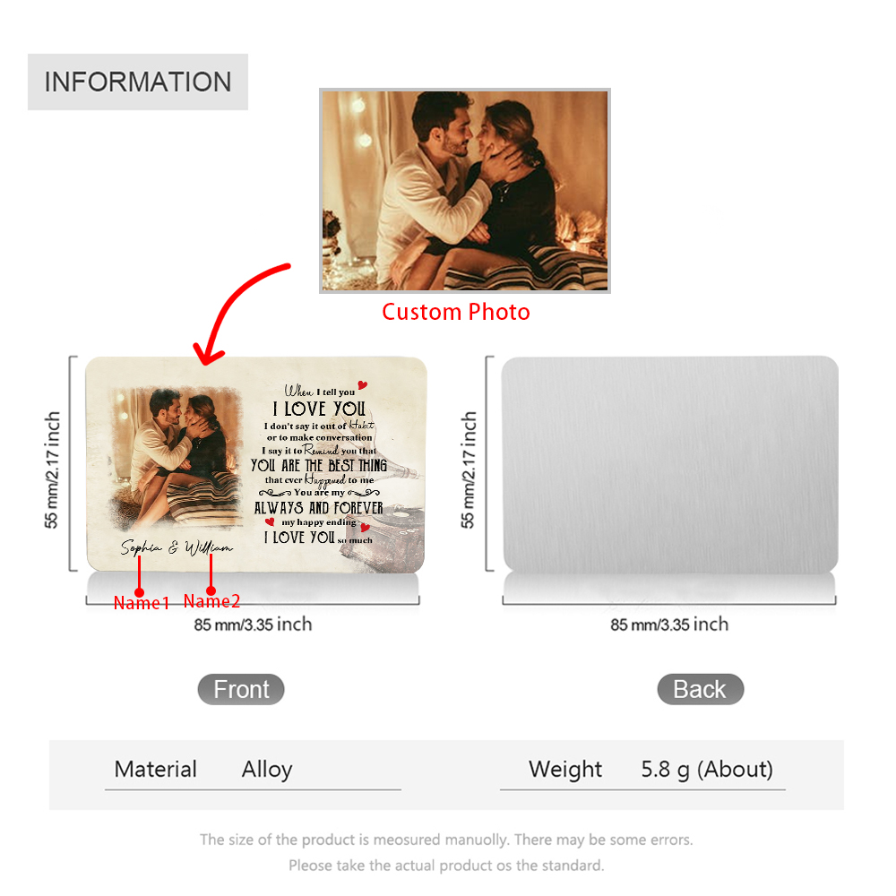 Personalised Wallet Card You Are My Always and Forever Valentines Day Gift for Him