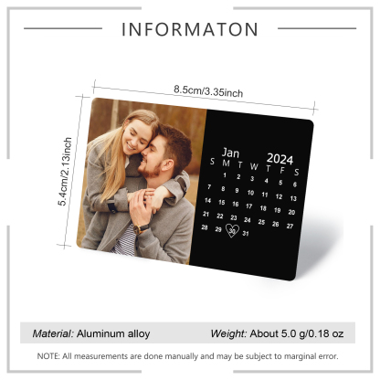 Personalised Wallet Card Cherish Every mument Valentines Day Gift for Him